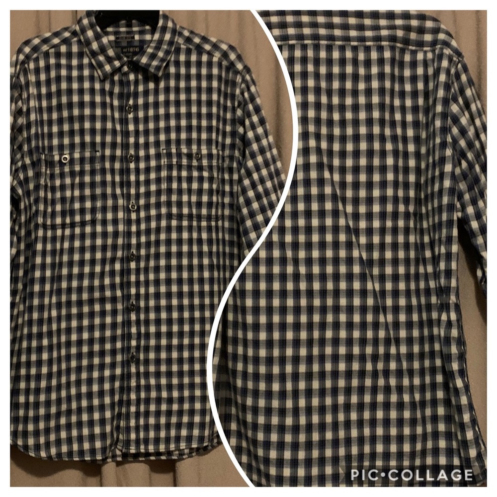 Bass Co. men Blue and cream long sleeve shirt Size Large